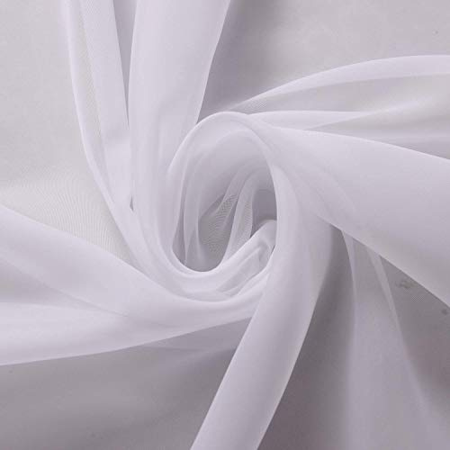 118” Wide White Voile Fabric Material for Drapes (20 Meter precut)