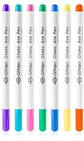 Schneiderkreide Wasserlöslicher Stift für Stoff, 7PCS, Kreuzstich Nähen Stickerei, Wasser löschbare Tinte, Verschwindet auf Stoff