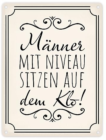 Männer mit Niveau sitzen auf dem Klo Metallschild in 15x20 cm in beige für die Toilette lustiges Blechschild für die Toilette für Männer die sich nicht hinsetzen zum Pinkeln
