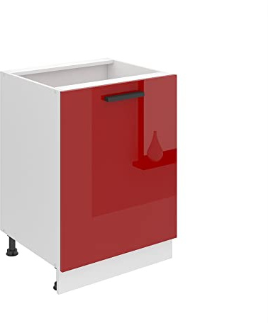 Belini Unterschrank SD 60 cm, ohne Arbeitsplatte, Rot Hochglanz | Küche, Küchenunterschrank Breite, Küchenschrank mit 1 Tür