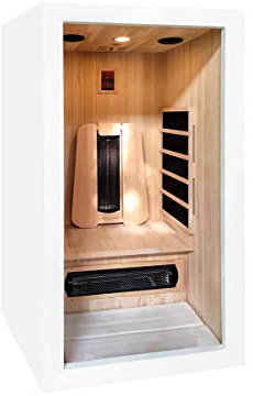France Sauna - Sauna en Bois Traditionnel Saulo - Cabine Compacte - Technologie Infrarouge - 1 Place - Panneau de Contrôle Digital, Température, Audio et Éclairage - Épicéa du Canada