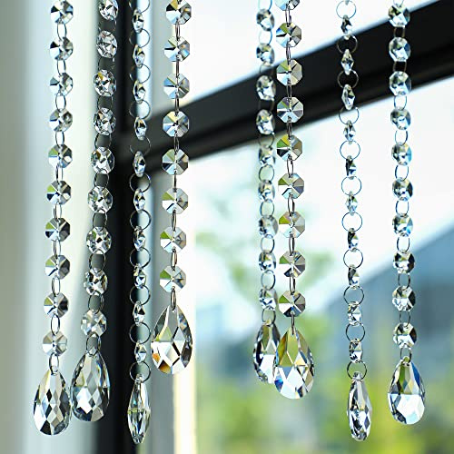 Lot de 10 guirlandes de cristaux en forme de larme de 0,3 m pour lustre, attrape-soleil en verre à suspendre pour fenêtre, décoration de mariage, décorations de sapin de Noël en cristal (transparent)