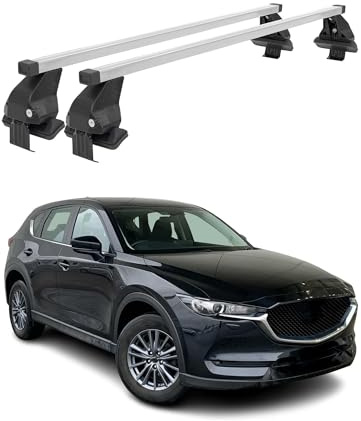 OMAC Menabo Dachträger für Mazda CX-5 2017-2025 Stahl Silber | DIN 75302:2019 & ISO/PAS 11154:2006 geprüft, Abschließbar, City-Crash-getestet, bis 50 kg Traglast, Querträger, Grundträger