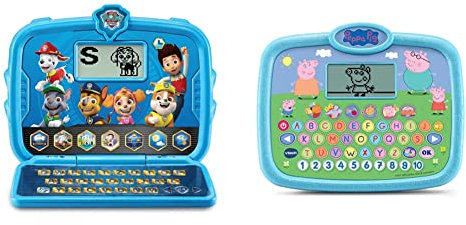 VTech PAW Patrol Lernlaptop – Lerncomputer mit den Originalstimmen der PAW Patrol und Spielen 3-6 Jahren & Peppas Lerntablet - Vtech 80-546604 Lernspielzeug, Mehrfarbig