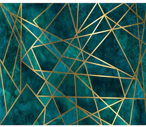 decomonkey Premium Fototapete Geometrisch Modern 350x256 cm Tapete Fototapeten Vlies Tapeten Vliestapete Wandtapete moderne Wand Wandbild Schlafzimmer Wohnzimmer Abstrakt Textur Wanddeko Türkis