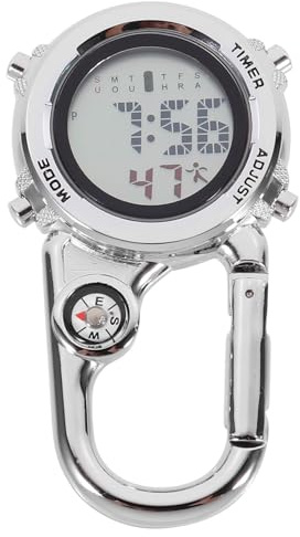 Mikikit Clip-On-Uhr Multifunktionaler Digitaler Karabiner Leuchtet Im Dunkeln Mit Wecker Taschenuhr Für Outdoor-Sportarten