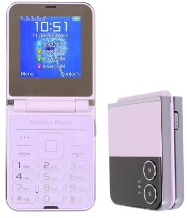 Téléphone Portable Senior de 2,6 Pouces, Téléphone à Clapet avec Double écran, Gros Boutons et Chiffres, Numérotation Rapide à Une Touche, Son Clair et Fort, Caméra HD, Lampe de