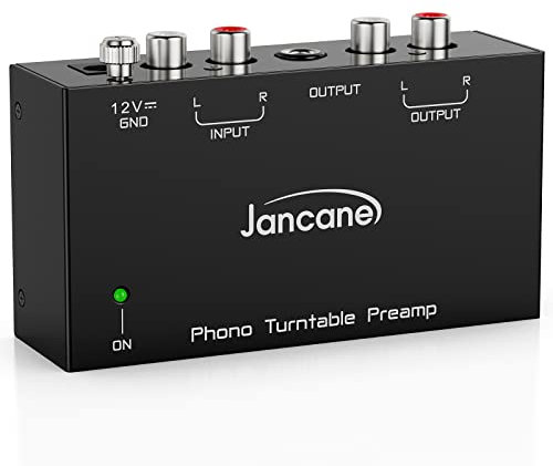Phono Vorverstärker, Vorverstärker für Plattenspieler mit RCA-Eingang, RCA/TRS-Ausgang, rauscharmer Betrieb mit 12 Volt DC Adapter