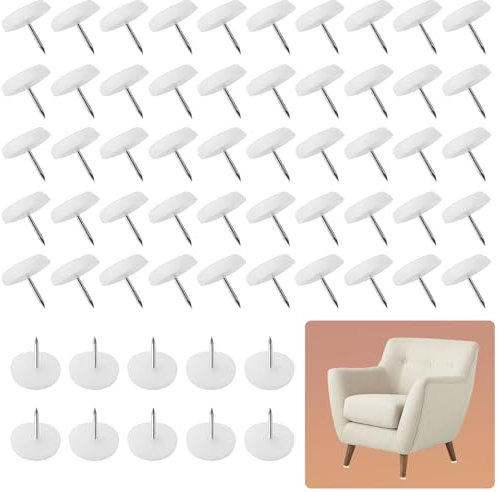 Cozlly 100 pcs Topes Patas Sillas 20 mm Tacos, para Sillas y Mesa de Madera Clavos, para Pies de Muebles Protector Pies de Sillas y Suelo Almohadillas, para Muebles de Madera Fácil de Mover - Blanco