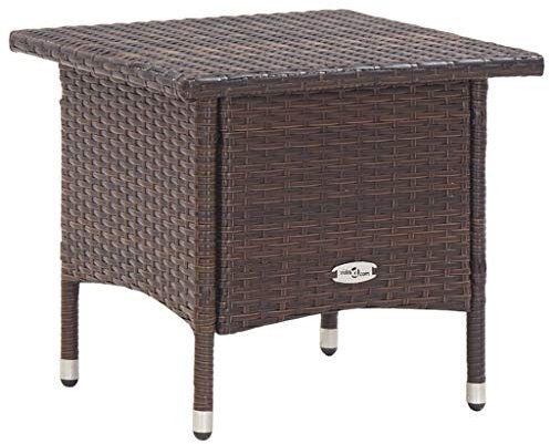 AUVYI Mesa de té marrón 50 x 50 x 47 cm, polirratán, mesa de cocina, mesa de cerveza, mesa multifunción, mesa de camping, mesa de buffet, mesa de cena, mesa de póquer, mesa auxiliar, pequeña