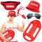 Aopier 5Pcs Lifeguard Costume Accessories Set for Women, Baywatch Costume Include Inflatable Float Sun Visor Hat Fanny Pack Whistle Sunglasses for Adults Men Teenager Halloween Carnival Cosplay Party