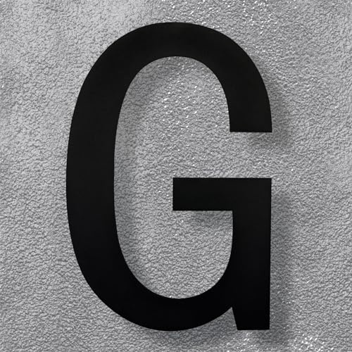 Lettere galleggianti moderne in acciaio inox nero, 20,3 cm, numero indirizzo elegante e visibile per casa/ufficio, resistente alle intemperie e facile da installare, lettera G
