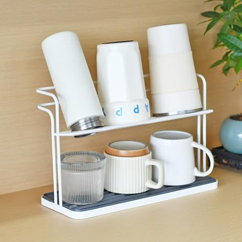XHKDSYMC Bottle Drying Rack, Cup Drying Rack,Tumbler Drying Rack with Drain Tray (White)