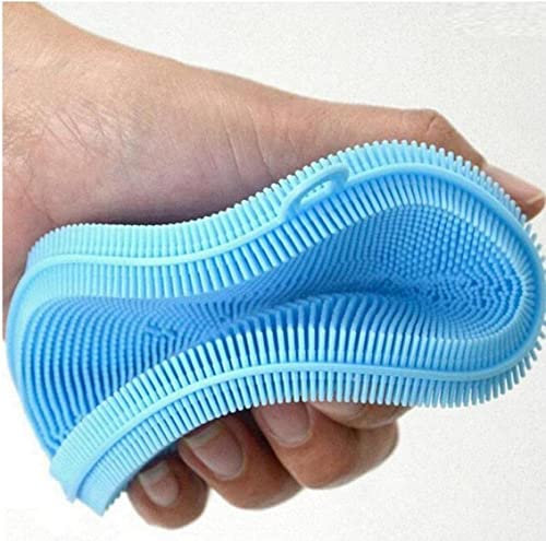 1 Pack Silicone Dish Scrubber - Reusable Rubber Sponges, Dishwasher Safe, Dry Fast for Kitchen Dishes, Fruits, Vegetables Washing and Cleaning