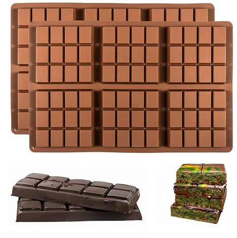 Molde de Chocolate y Turrón en Silicona - 2 Piezas con 6 Celdas Profundas para Bombones y Tabletas