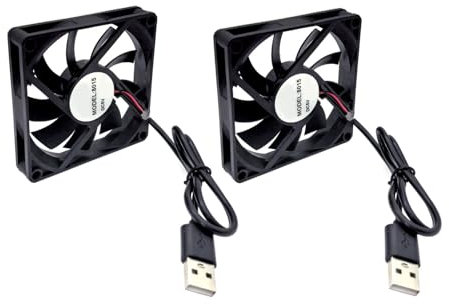 JZK 2 mini ventilateurs 80 x 80 x 15 mm DC 5 V USB sans balais 80 mm, 2500 tr/min, 0,12 A, 8015 roulement coulissant petit ventilateur DC 8 cm, ventilateur pour imprimante 3D USB