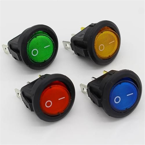 4 pièces voiture 220V rond bascule Dot bateau lumière LED interrupteur à bascule SPST ON/OFF commandes électriques(Mixed color)