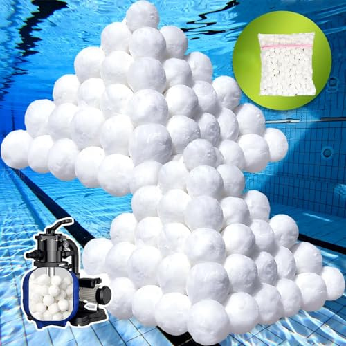 Kevsuvqin 2260g Balle Filtrante Piscine,Lavables en Machine/Réutilisables Balles Filtrantes Piscine avec Filet de Lavage(Remplace 85kg de Sable Filtrant),Compatibles avec Divers Systèmes de Filtration