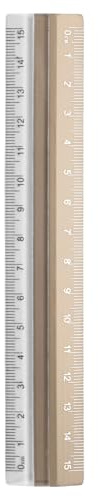 sourcing map Righello dritto, 15 cm, in plastica e lega di alluminio, goniometro geometrico, strumento di misurazione per architetto, artista, ufficio, oro