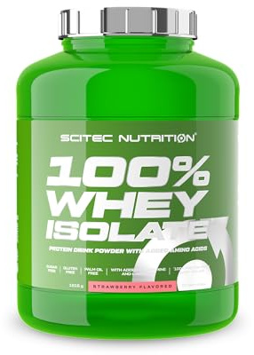 Scitec Nutrition 100% Whey Isolate - Proteína de suero con aminoácidos | Aislado e hidrolizado de suero - L-Glutamina y L-Arginina - Fórmula sin azúcar ni gluten - 1816 g, Fresa