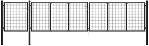Cozynest Gartentor Stahl 500×100 cm Anthrazit Mesh Abschließbare Gartentür Hoftür mit Riegel, Gartenpforte Doppelflügel Tor, Zauntor Zauntür