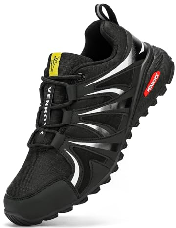 VENROXX Traillaufschuhe Herren Wanderschuhe Leicht Trekkingschuhe Atmungsaktiv & rutschfeste Laufschuhe Outdoor Sportschuhe Gr.39-48, Schwarz, 42