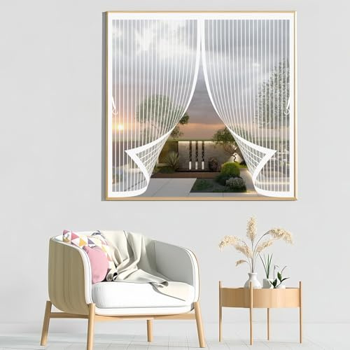 Rideau Moustiquaire Fenetre 45x87cm(W x H) Anti-Moustiques, Anti-Insectes, Maille Ultra-Fine, Installation Facile, Moustiquaire Fenêtre pour Porte de Balcon, Porte Cave, Blanc