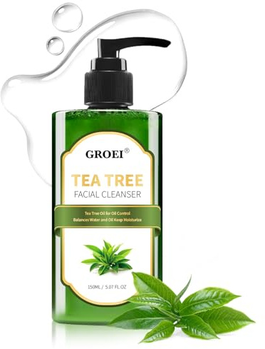 Gesichtsreinigung Teebaumöl 150ml – Sanfter Cleanser für fettige & unreine Haut, mit Glycerin & Vitamin B5,