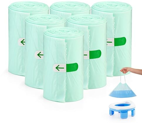 LillOne – 90 Sacs de Toilette Portables Universels avec Cordon de Serrage - Housses Jetables pour l'Entraînement aux Toilettes et au Pot - Recharges Anti-Fuites pour les Voyages et l'Hygiène à