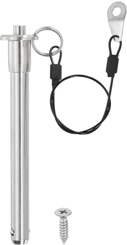 PATIKIL Perno A Sgancio Rapido In Acciaio Inox 304 Diametro 1/2(12mm) Lunghezza Utile 3.9(100mm) Perno A Blocco A Sfera E Maniglia Ad Anello Con Cavo Lanyard Da 25cm E Vite M5 Argento