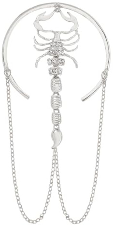 Toyvian Bracciale da Braccio Superiore Regolabile Strass e Scorpione, Gioielli da Braccio per Donna in Metallo Argentato, Accessorio Moda Quotidiana Accattivante