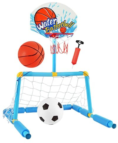 Pool Basketkorg 2-i-1 Flytande Vattenfotbollsmål | Basket- och Fotbollskorg för Pool för , Trädgård, Simning, Camping, Sjö, Fest, Sommarlov