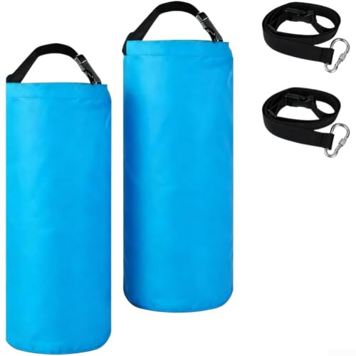 Lot de 2 sacs de sable pour parasol de plage, sac d'ancrage de parapluie en tissu Oxford pour terrasse, support de sable avec cordon de serrage pour stabilisateur, sac de poids portable pour parasol