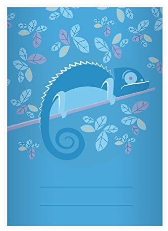 Kartenkaufrausch 1 Schickes Natur DIN A4 Schulheft, Rechenhefte mit Chamäleon in blau Lineatur 7 (Kariertes Heft)