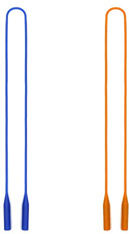 JM Elastic Silicone Eyeglasses Strap Holder Waterproof Glasses Retainer, Sports Sunglasses Chain 2 Pack Women Men Kids Blue & Orange