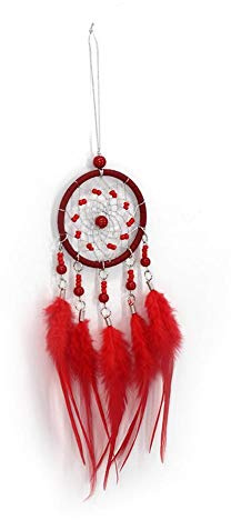 Domybest Sensore di sogni fatto a mano piuma rossa acchiappasogni ornamento appeso artigianato Dreamcatcher decorazione casa auto