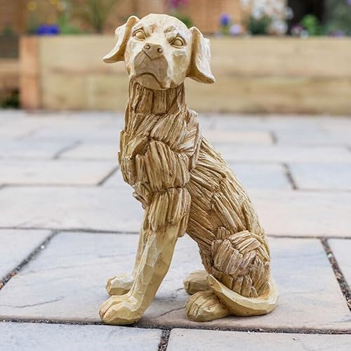HomeZone 35cm Labrador Dog Garden Ornaments Outdoor Animals Heavy Duty Resin Animal Ornaments With Wood Effect Design Large Garden Sculptures & Statues For Indoors Outdoors Ideal for Yard Lawn Patio