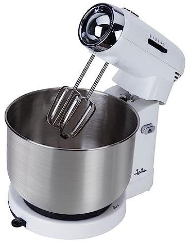 Jata MZ670 Batidora Amasadora Mezcladora con Bol de Acero Inoxidable de 3,5 L, 350 W, 5 Velocidades, Base Giratoria, 2 Espirales para Amasar y 2 Varillas para Mezclar