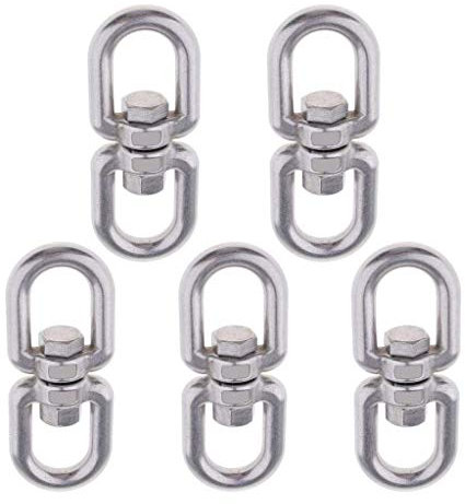 Inzopo - Gancio girevole a doppia punta, M4, in acciaio inox 304, anello girevole per ormeggio marino, girevole ad albero, dondolo, amaca sospesa, dispositivo rotante da appendere
