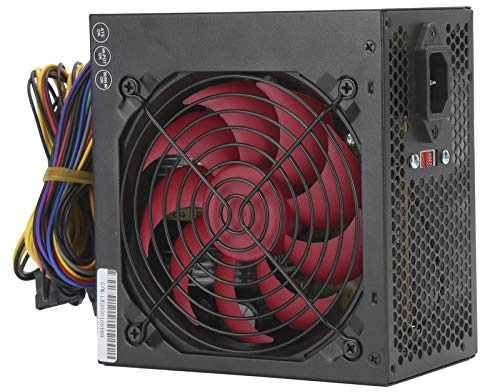 Alimentation 250 W, 115 / 230V ATX-250W Alimentation d'ordinateur à Ventilateur Manuel réglable Rouge, Alimentation 6 Broches 4 Broches avec Ventilateur Manuel réglable, Accessoire(Rouge)