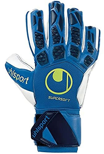 Uhlsport Herren Hyperact Supersoft Torwarthandschuhe, Night Blau/Weiß/Fluo Gelb, 8.5