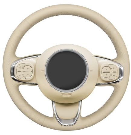 MEWANT Passgenauer Lenkradbezug zum Nähen für FIAT 500 | FIAT 500 / 500C / Hand Nähen Mikrofaser Leder Atmungsaktiv Für Beheizte Lenkräder Langlebig