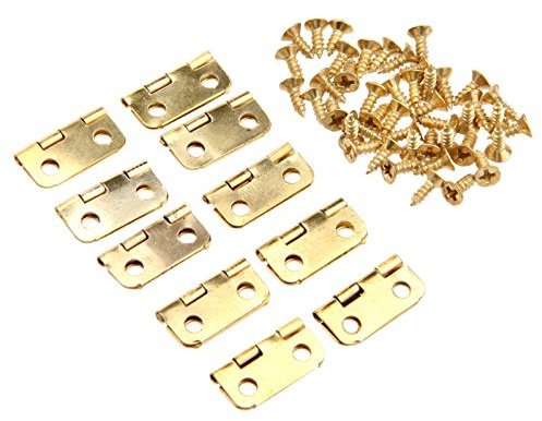 Mgoodoo 10 Stück Mini Scharniere Gold Edelstahl Klaviergurt Schublade Stoßscharniere Ersatz Schrauben