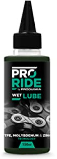 PRORIDE Wet Lube - Lubricante cadena bicicleta - Lubricante Humedo con PTFE - Antidesgaste, Antifricción, Antioxidante - 150 ml, Verdoso