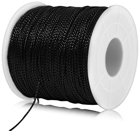 LEREATI Kordel Schwarz Geschenkband Metallic Kordel 1mm x 100m Nicht Elastisch Kordelband Schleifenband, DIY Bastelschnur zum Handwerk Hochzeit Dekorieren oder Verpacken