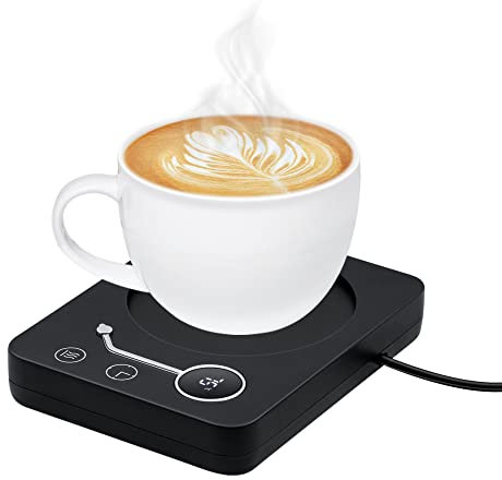 Mcbazel Calentador de Tazas de café 40°C-55°C, 55°C-65°C. 65°C-75°C Grado Celsius Sensor de Gravedad Temporizador de Temperatura de Tres Velocidades Almohadilla Calentadora de Tazas de Café -Negro
