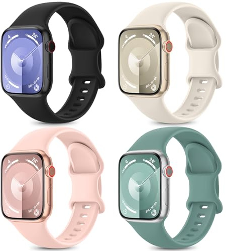 Higgs 4 Pack Sport Straps Compatible with Apple Watch Straps 11 10 46mm 42mm 44mm 45mm 46mm 49mm Women Men, Soft Silicone Strap Replacement Watchbands for iWatch Ultra 3/2, Series 9 8 7 6 5 4 3 2 1 SE