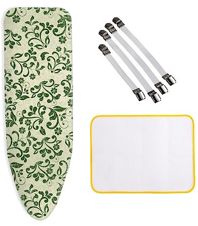 Copriasse da Stiro, 150x60 cm, XXL, 100% Cotone, Copriasse da Stiro Resistente Scorch, con 4 Clip e Panno antiscottatura
