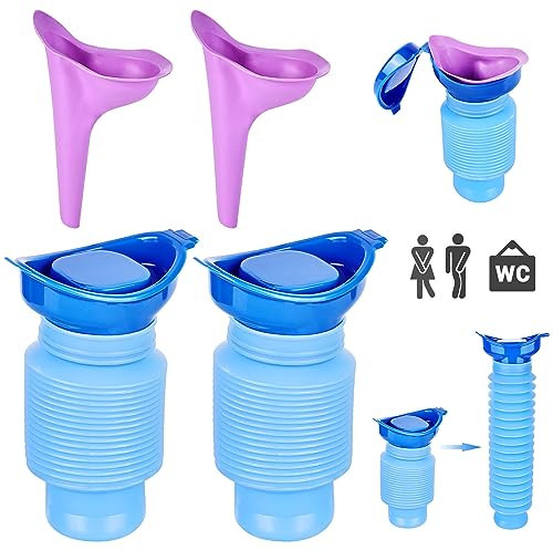 Schrumpfbares Urinal 4 Stück, Mini Urinal 750ml, Männliche Frau Tragbare Mobile Toilette Töpfchen Pipi Urinflasche, Schrumpfbares Urinflasche, Mobiltoilette, Notfall Reisetoilette, Notfall-Urinal
