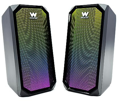Woxter Big Bass 97 BT - Altavoz para PC, Toma de 3,5 mm, Bluetooth, Compacto, Leds, Modos de iluminación, Mando de Control